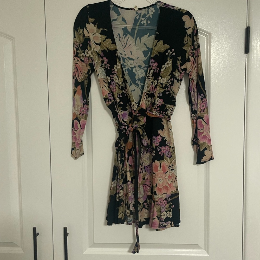 Bohemian Floral Wrap Dress with Tie Waist by Spell